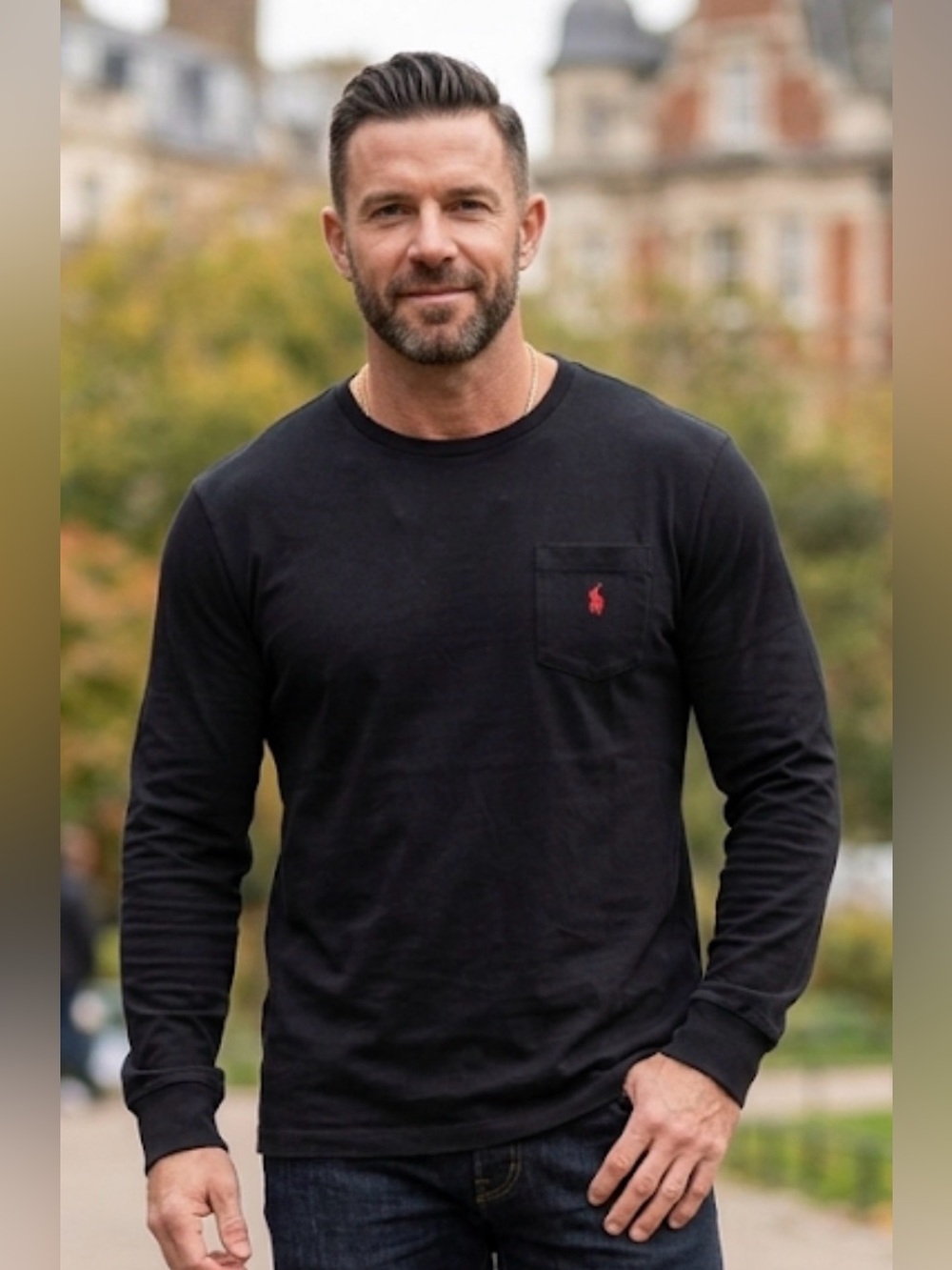 Polo Ralph Lauren Men’s Long Sleeve Pocket T Shirt in Black Medium  M